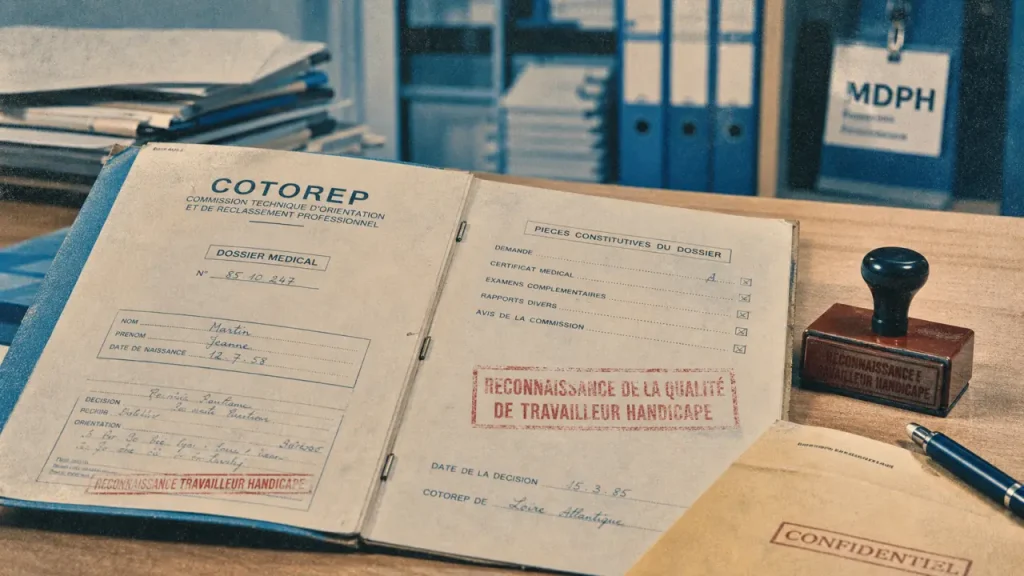 Définition cotorep : dossier ancien handicap COTOREP et tampon CDAPH