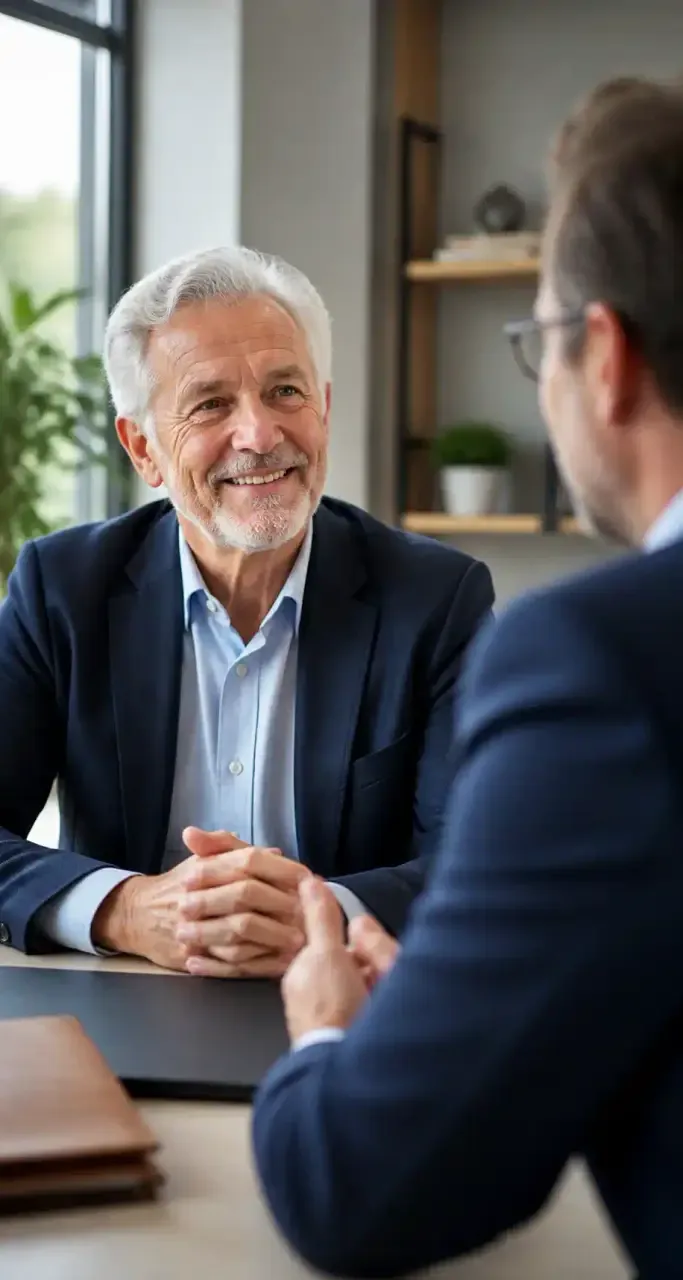 Consultation entre un senior et un conseiller mutuelle et succession