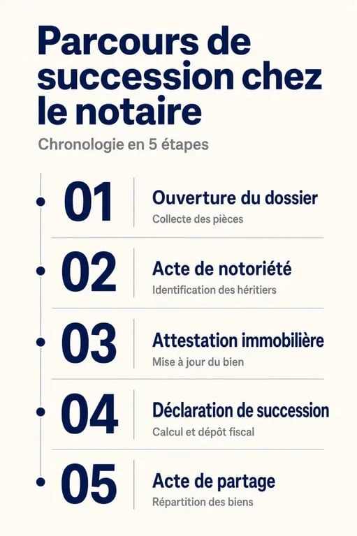 Actes notaries pour succession : schéma des étapes chez le notaire