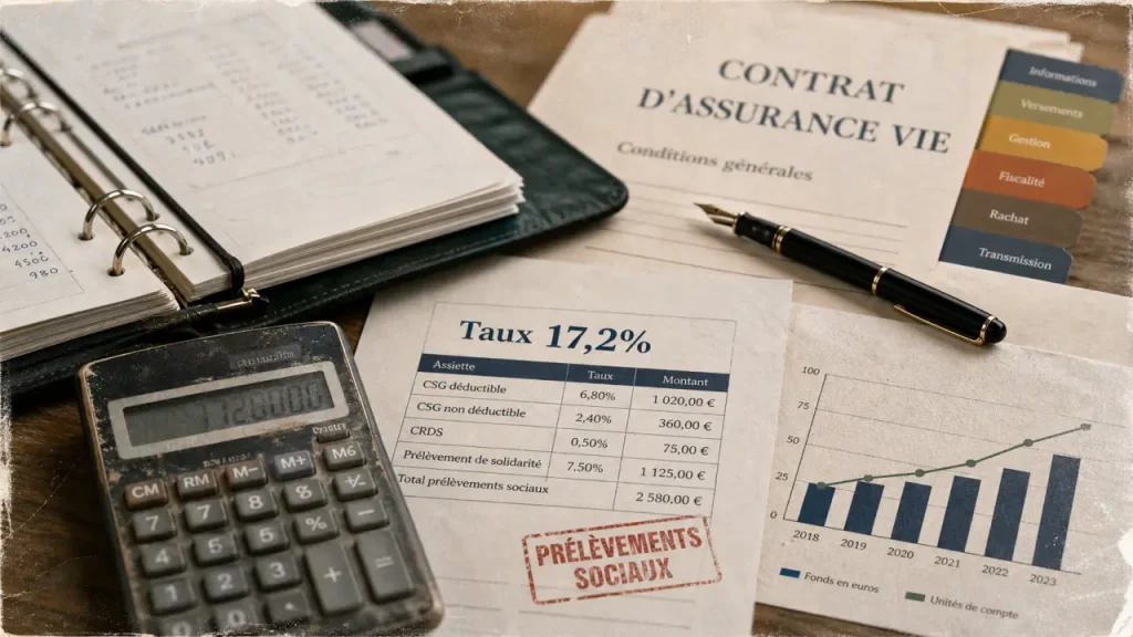Prélèvements sociaux sur assurance vie : taux 17,2 %