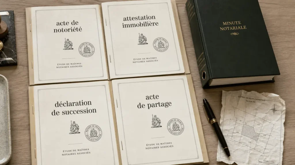 Succession : documents remis par le notaire aux héritiers, acte de notoriété et déclaration