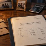 Exemple succession famille recomposée : quart du conjoint et part des enfants