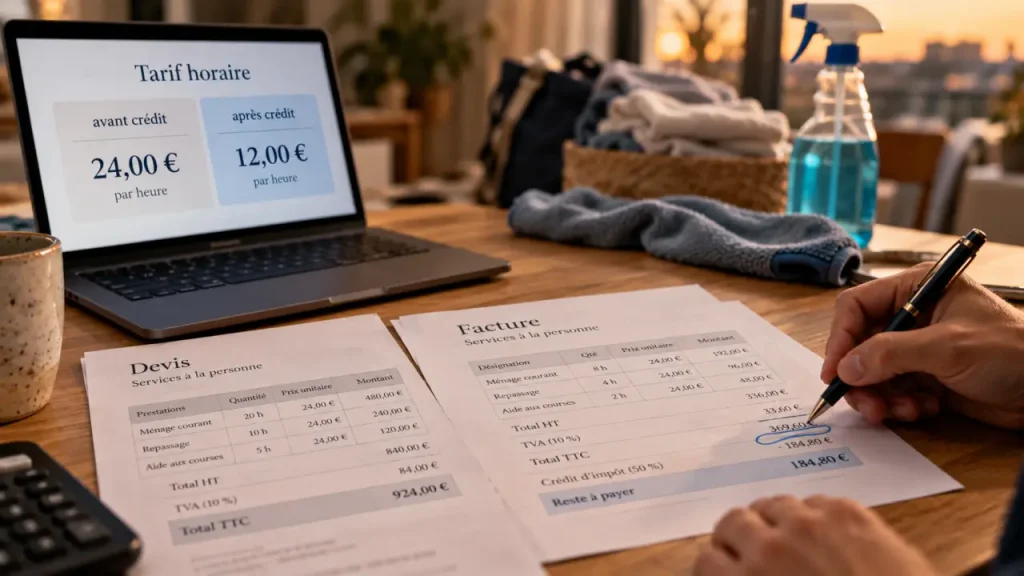 Tarif d'une aide ménagère à domicile : devis, facture et montant horaire (16 à 38 €)