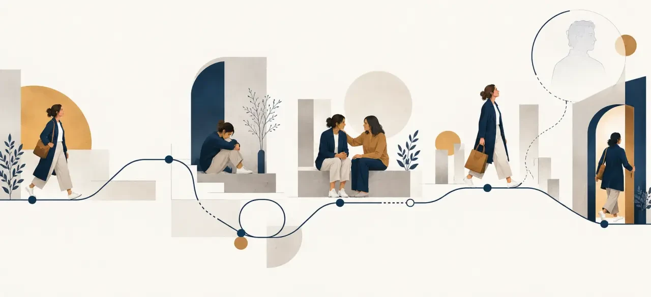 Illustration du processus de deuil et de son évolution non linéaire